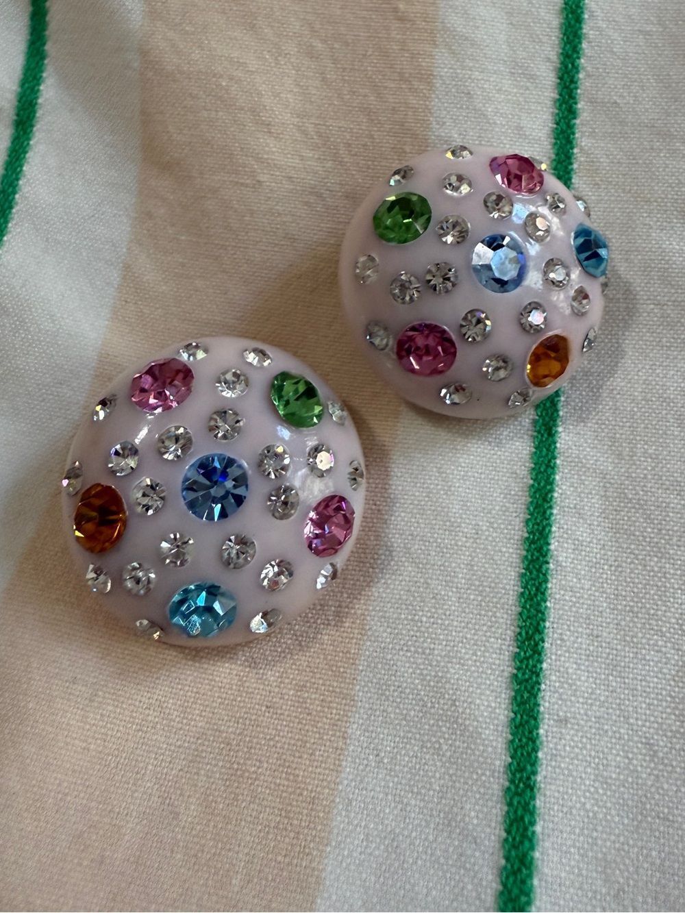Vintage 1960s/ 70s Disco Studio 54 Colorful Rhinestone Earrings